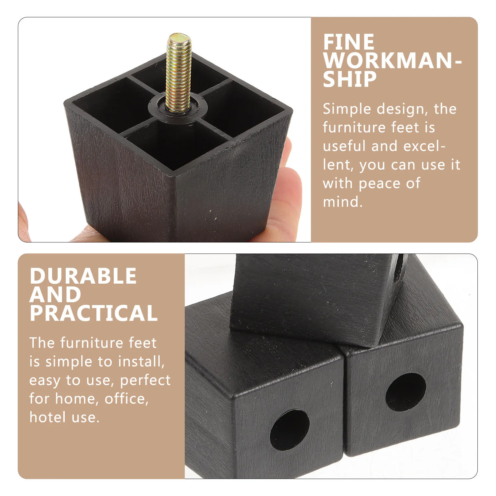 

4Pcs Furniture Legs Square Replacement Plastic Metal Cabinet Sofa Couch Bed Feet Sturdy Couch Legs Furniture Feet