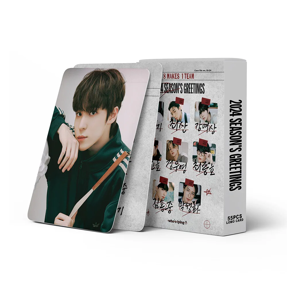 케이팝 ATEEZ 로모 카드, 홍중 윤호 여승화 산민기 우영 종호 포토카드, 하이 퀄리티 팬 선물, 55 개/세트