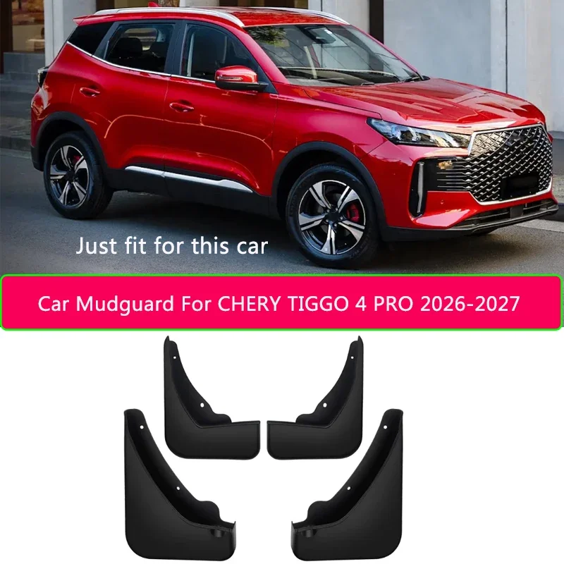4PCS ABS Car Fender Mud Flap Auto Premium Splash Guard Anti-dirt Wear-resistant Body Accessory For CHERY TIGGO 4 PRO 2026 2027