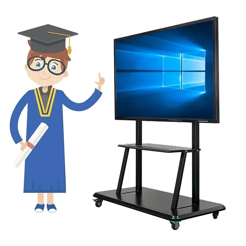 for School Teaching Equipment Smart Board with Infrared Touch 20 Points Whiteboard for Android 4k Os