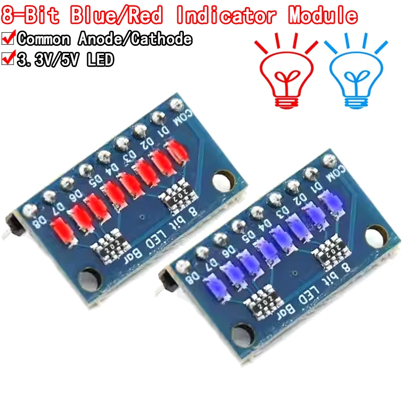 3-24V 8 Bit Blue/Red Common anode/cathode LED indicator Module Breadboard starter kit Board for MCU ARM 3d printer UNO MEGA2560