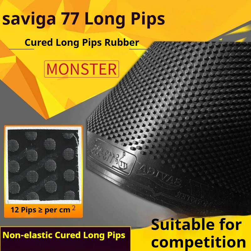 SAVIGA Monster 77 SuperBlock Table Tennis Rubber Long Pimples Cured/No Cured Medium Particles Ping Pong Rubber ITTF Approved