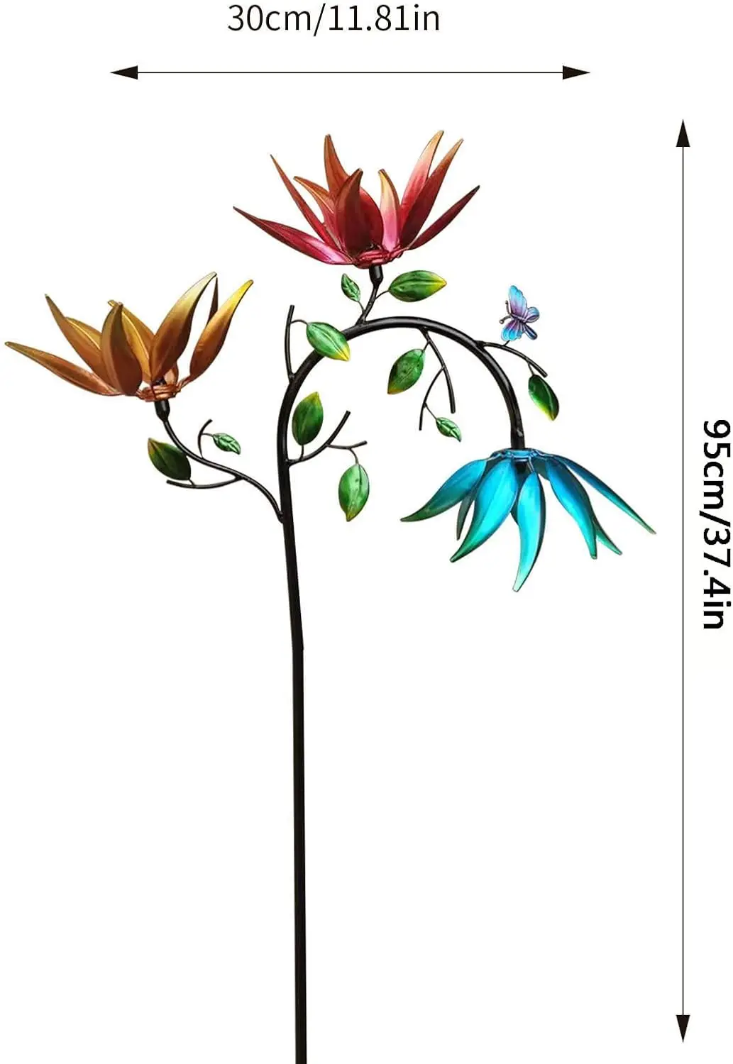 Large Wind Spinners Outdoor with Metal Stake, Heavy Duty Metal Multi Colored Flowers Wind Spinner, Fade and Weather Resistant, f