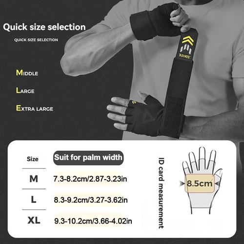 Imagen 2 del producto AOLIKES-guantes de levantamiento de pesas, soporte de pulsera, transpirables, antideslizantes, deportivos, para gimnasio, culturismo, levantamiento de pesas, entrenamiento físico