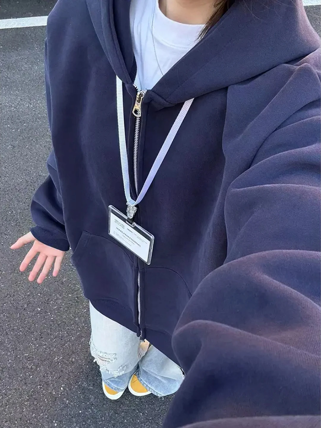 

Мужская толстовка-кардиган Oumulong с капюшоном, свободного кроя, из плотной и жесткой ткани, синяя, осенняя верхняя одежда, куртка