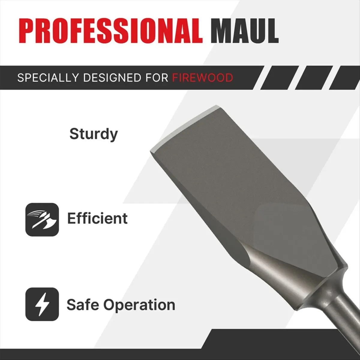330~FlashWood Splitting Chisel SDS Max Alloy Steel Chopping Heavy Duty Firewood Splitting for Electric Hammer
