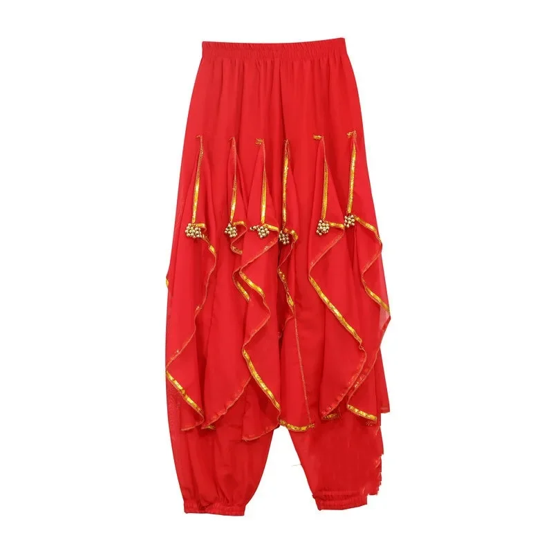 

Брюки для индийского танца, брюки для танца живота, шифоновые вращающиеся брюки, сценические брюки для детей, брюки для танцевальной практики для девочек