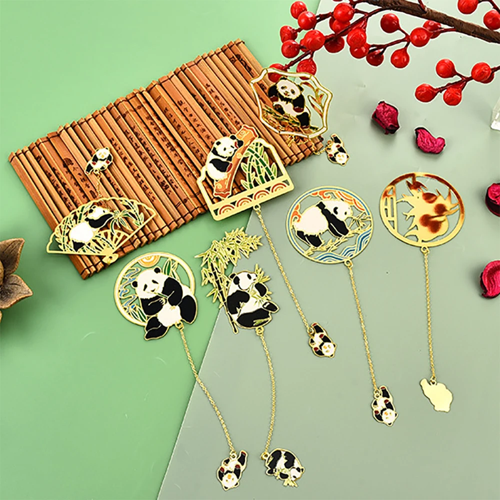 Animal Panda Metal Bookmark Exquisite Tassels Pendant For Student Scholar Book Bookmarker Teacher Birthday Teachers' Day Gift