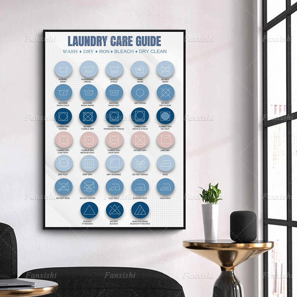 

Home Decor Canvas Painting Laundry Care Guide Bathroom Picture Wall Art Print Modular Poster Laundry Room Instructions Reference