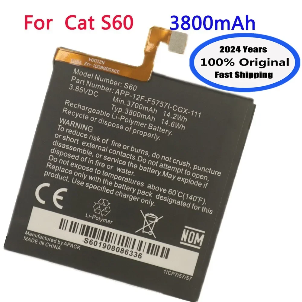 

2024 Years 100% Original Replacement Battery For Caterpillar Cat S60 APP-12F-F57571-CGX-111 3800mAh Phone Battery Bateria