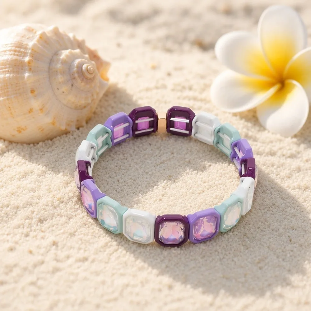 2026 12x14mm Kristallperlen Chunky Armbänder für Damen, Böhmisches Buntes Zirkonia-Armreif-Handschmuck – Detail 14