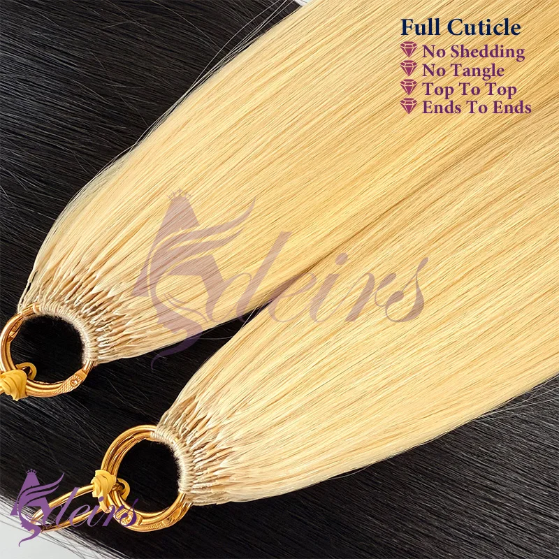 ADEIRS Double-line Feather Новые наращивание волос Натуральные настоящие человеческие волосы Микрокольца Наращивание волос Коричневый Блондин Прямые