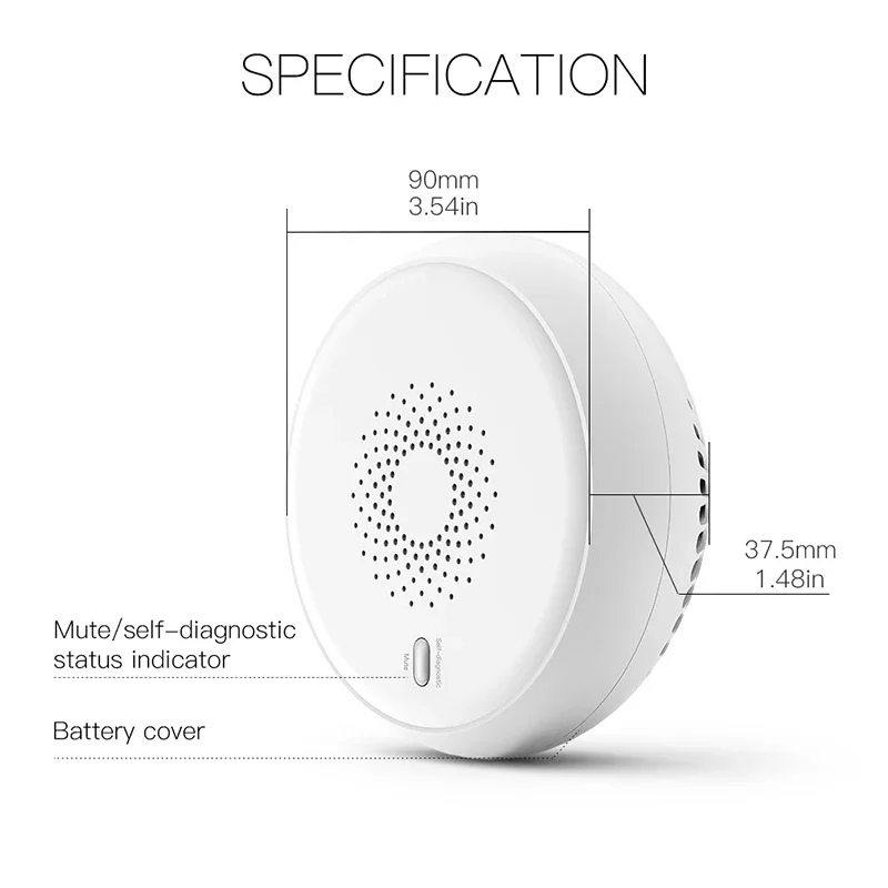 Zigbee Smart Smoke Fire Alarm Sensor Detector Home Security System Battery-powered Alarm Wireless Smart Life Tuya App Control