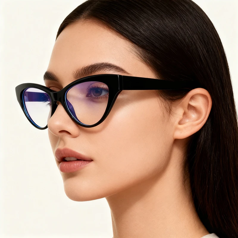 

KenboNew Cat Eye Frame Anti-blue Light Flat Light Mirror Fashionable High-end Personalized Trendy Glasses Frame Eyewear Women