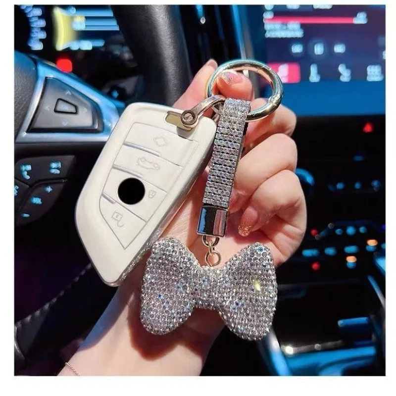 

Rhinestone Bow Ribbon Keychain Keyring Charm Accessory