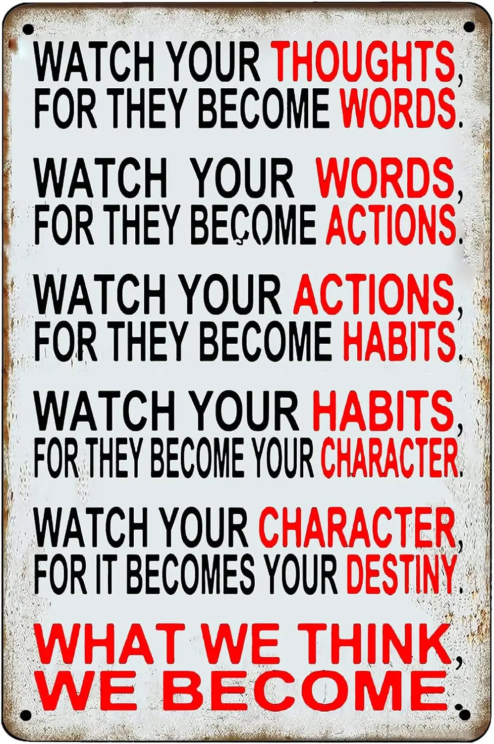 Watch Your Thoughts Inspirational Quotes Vintage Metal Sign Motivational Classroom Decor for Office Living Room Home Decora sign
