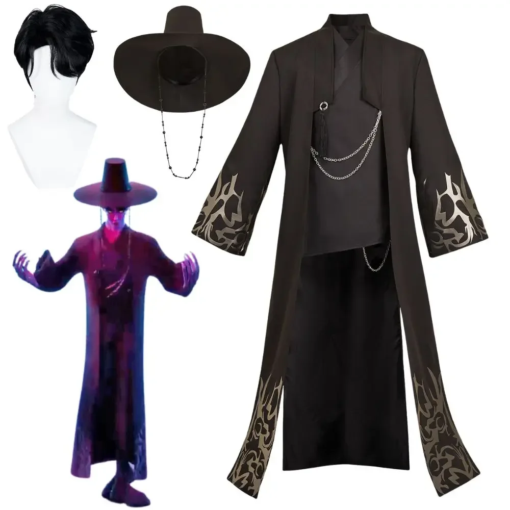 

Kpop Demon Hunters Jinu Saja, карнавальный костюм для мальчиков для мужчин, униформа, шляпа, парик, ролевая игра, группа идолов, костюм на Хэллоуин, 2025