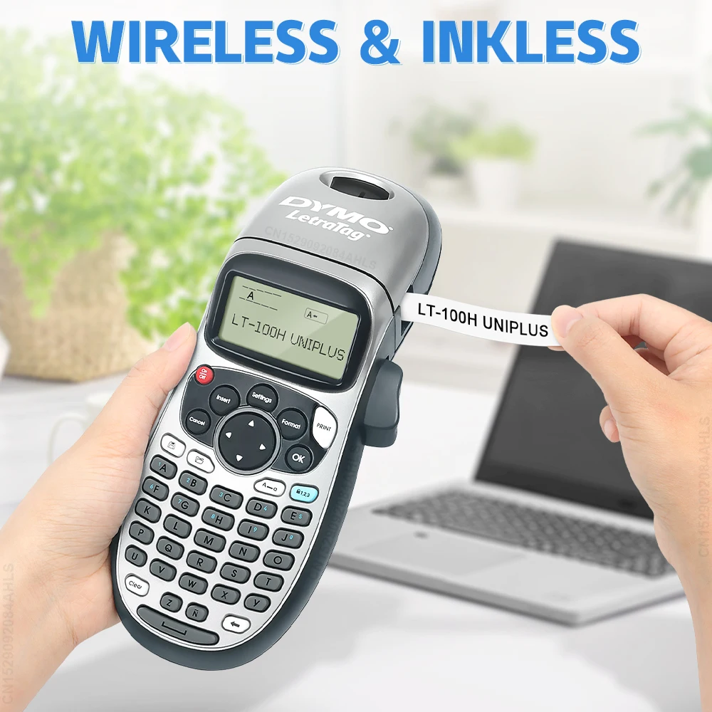 Inkless Label Printer Dymo LT100H Portable Dymo Label Maker Machine LT-100H with 10PK Label Cassette Self Adhesive Sticker 91201