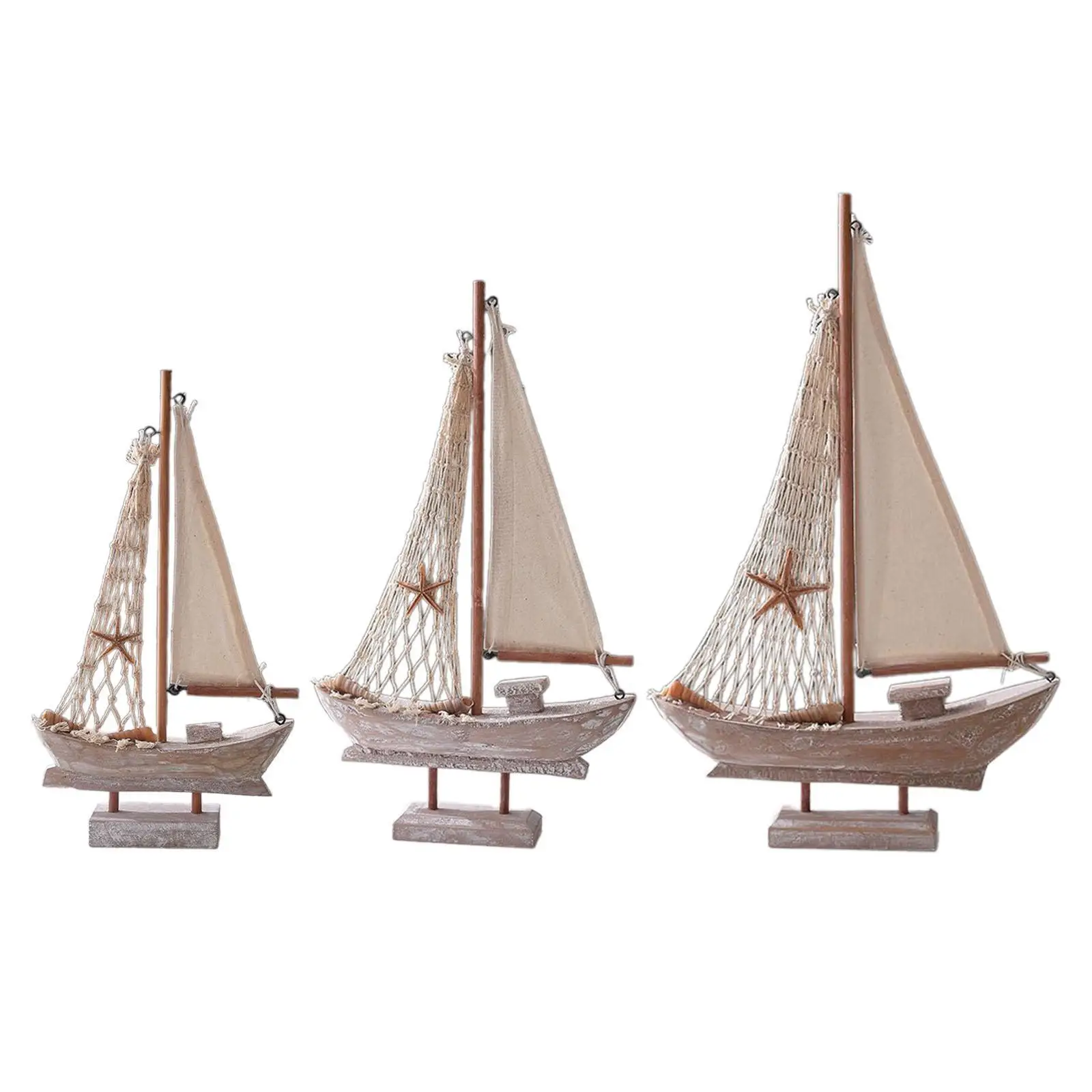 Wood Sail Boat Photo Props Miniature Sailing Boat for Countertop Office Home