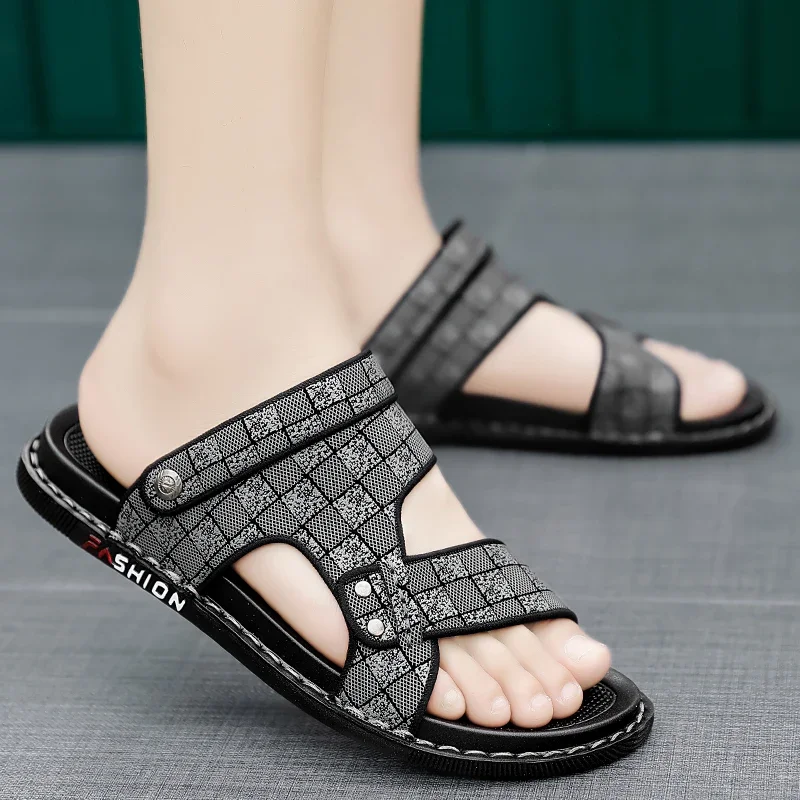 Summer Men's Genuine Leather Sandals Outdoor Roman Sandals Beach Anti slip Casual Lightweight Open Toe Boys' Sports Sandals