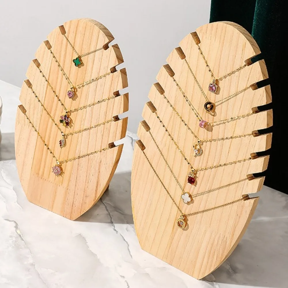 Wood Necklace Display Board Hanging Rack Flame Shape Pendant Organizer Shelf Multiple Storage Holder Jewelry Display Stand