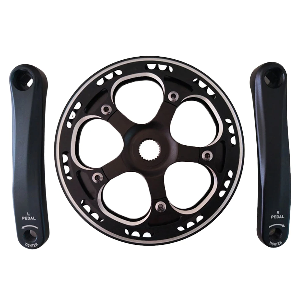 for forged Crankset for E-Bike 130BCD Standard with 24 Tooth Inner Chainring for Single Speed 7-Speed 8-Speed 9-Speed