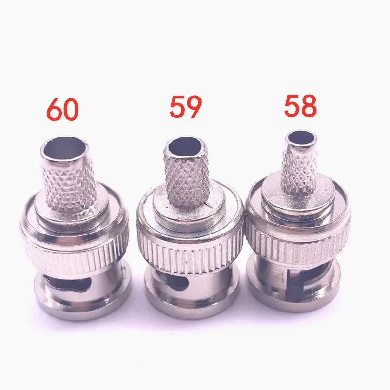 100pcs BNC RG58 RG59 RG60 Male Plug Crimp Connectors for CCTV Camera Connect Anpwoo BNC Communication Converter sercurity IPC