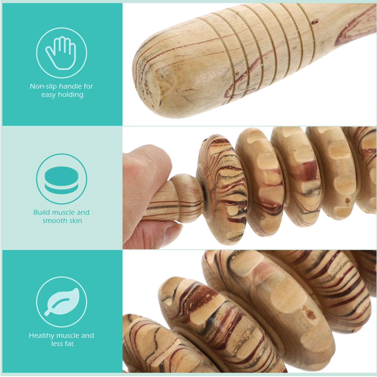 

1pc Nine-Roll Wooden Massage Roller For Back Belly Muscle Relaxation Manual Massager Tool Multifunctional Fitness Body Roller
