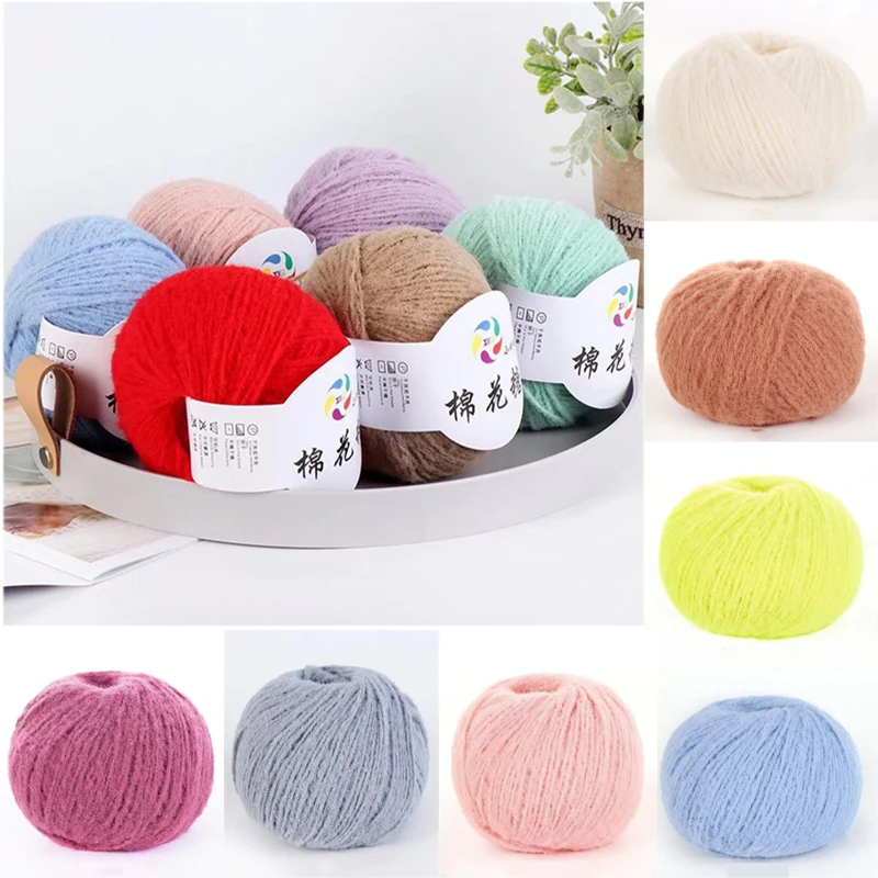 40g/roll 2.5mm Velvet Yarn Soft Cotton Knitting Crochet Dyed Yarn DIY Hand-woven Wool Crochet Sweater Hat Dolls