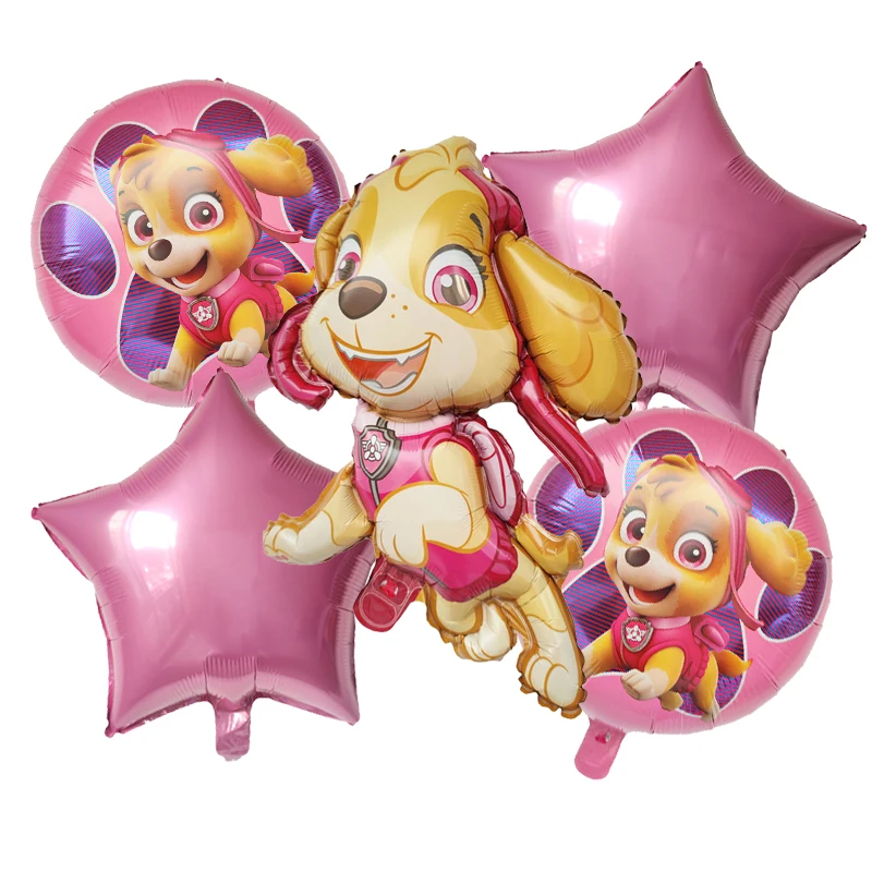 5pcs Paw Patrol Balloon Set Skye Rubble Chase Cartoon Aluminum Foil Balloon Party Decoration Props Toy Anime Birthday Party