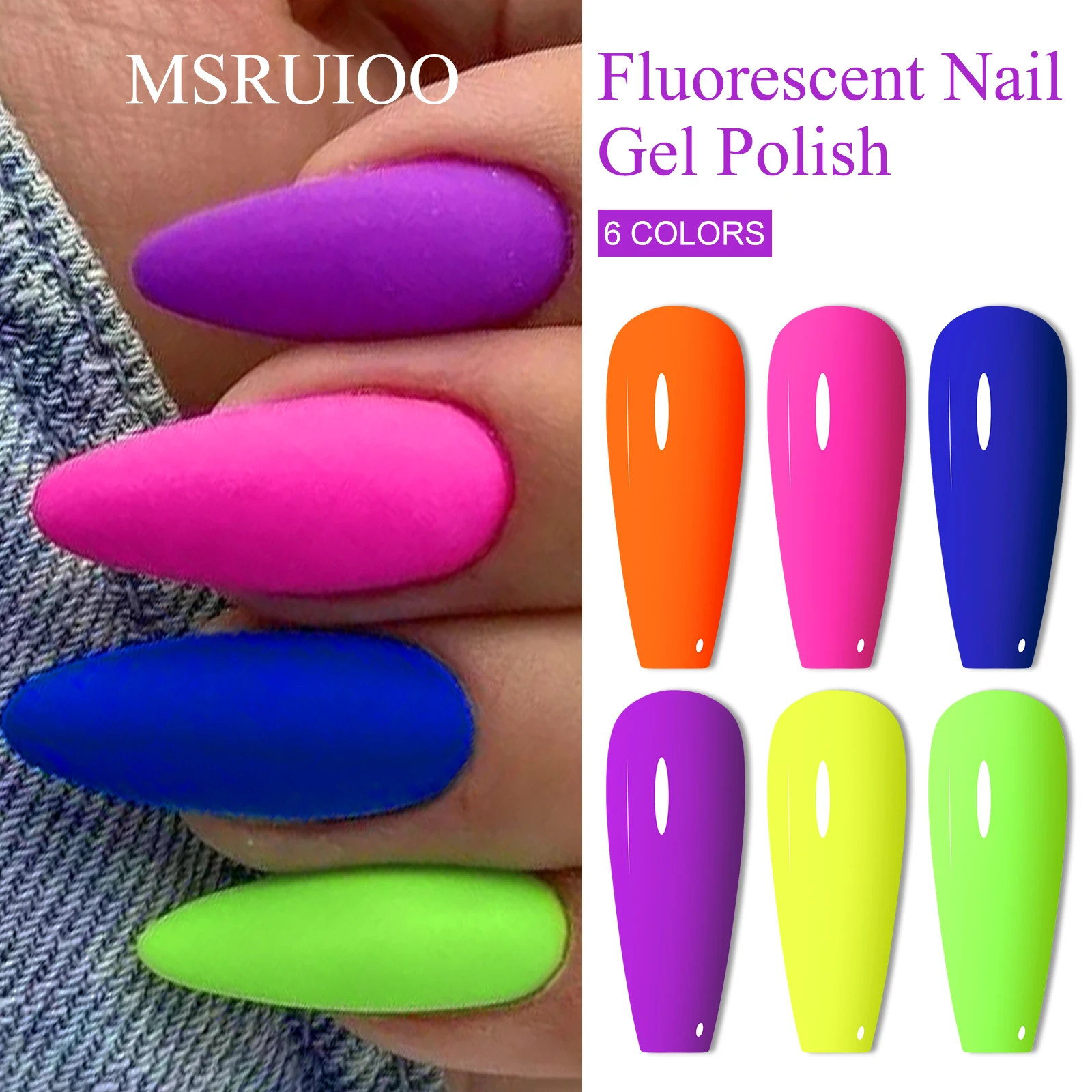 6 قطعة الفلورسنت جيل للأظافر مجموعة طلاء أظافر الربيع الصيف الأظافر الورنيش عدة طويلة الأمد UV/LED لمستلزمات الأظافر مانيكير تصميم ذاتي الصنع #1