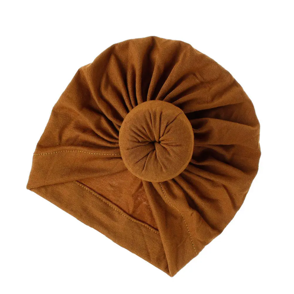 

Детская вязаная шапка-бини с дизайном пончика из мягкого хлопка для младенцев и малышей, теплая и удобная, цвет карамель
