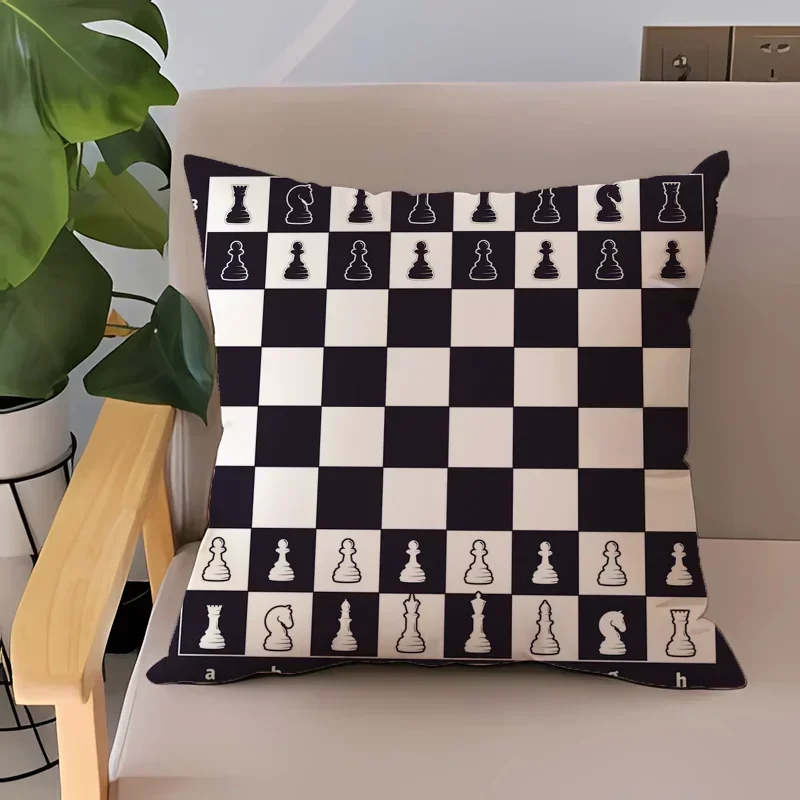 Pillowcases Bed Cushions for Decorative Sofa Cushion Chess Board Cushion Cover 50x50 Short Plush Pillowcase 45x45 Pillow Cases