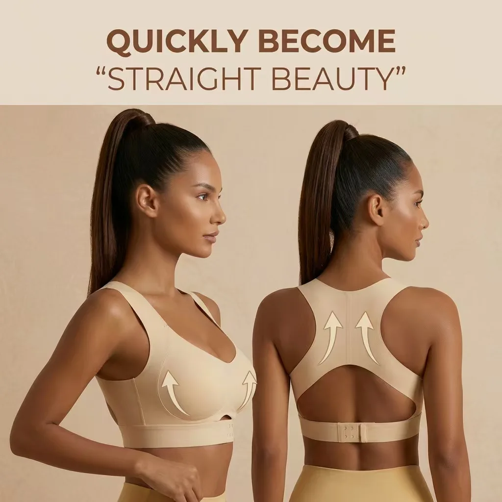 Plus Size Posture Corrector Jelly Bra Front Buckle Wireless Bra Back Support Lift Up Bralette Full Coverage Daily Bralette