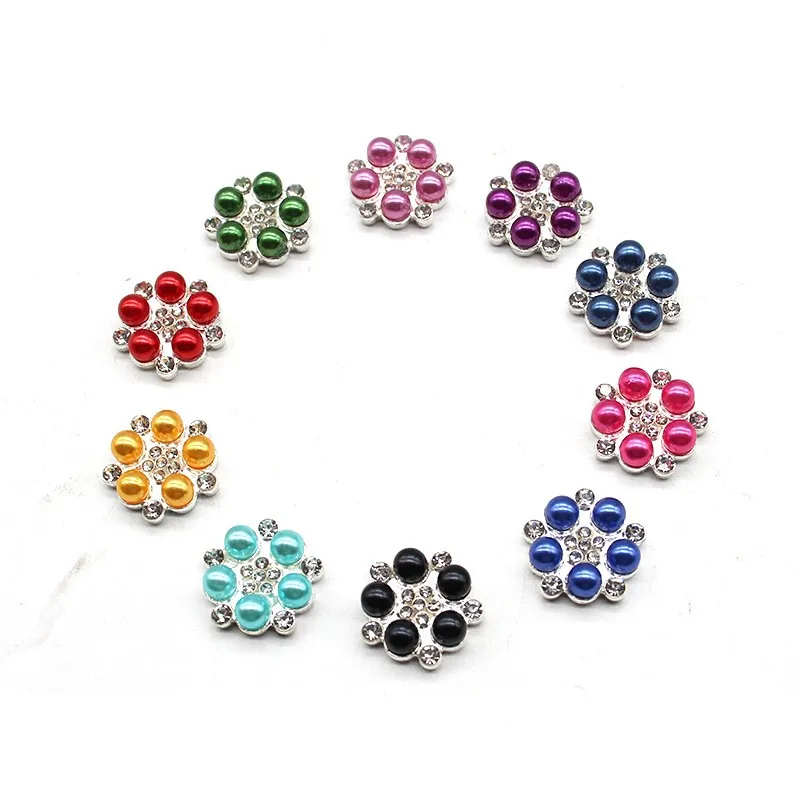 10Pcs 15MM Shiny Round Rhinestone Alloy Flat Bottomed DIY Wedding Bow Headwear Decorative Accessories In Various Colors