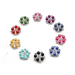 10Pcs 15MM Shiny Round Rhinestone Alloy Flat Bottomed DIY Wedding Bow Headwear Decorative Accessories In Various Colors