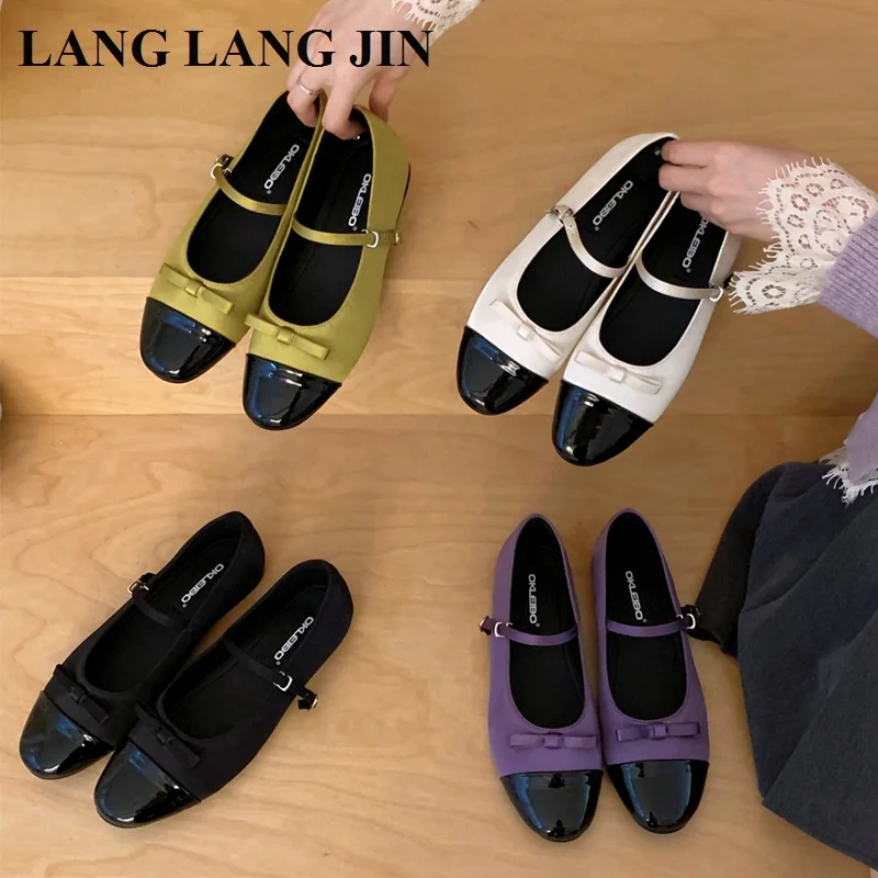 

Женские балетки с бантом на весну 2026: повседневные туфли с круглым носком, удобные, из мягкой кожи, модель Мэри Джейн