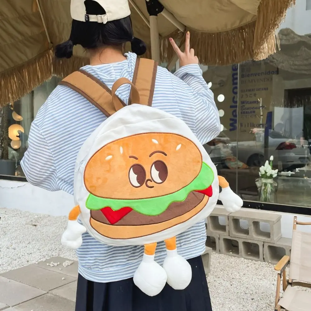 

Large Capacity Hamburger Backpack Funny Hamburger Cartoon Hamburger Bookbag Zipper Shoulder Bag Funny Rucksack Outdoor