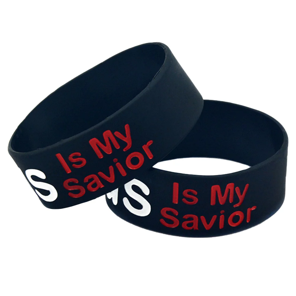 2 PCS Letter Jesusismysavior Silicone Bracelet Men and Women Wristbands Letters Silica Gel Decor