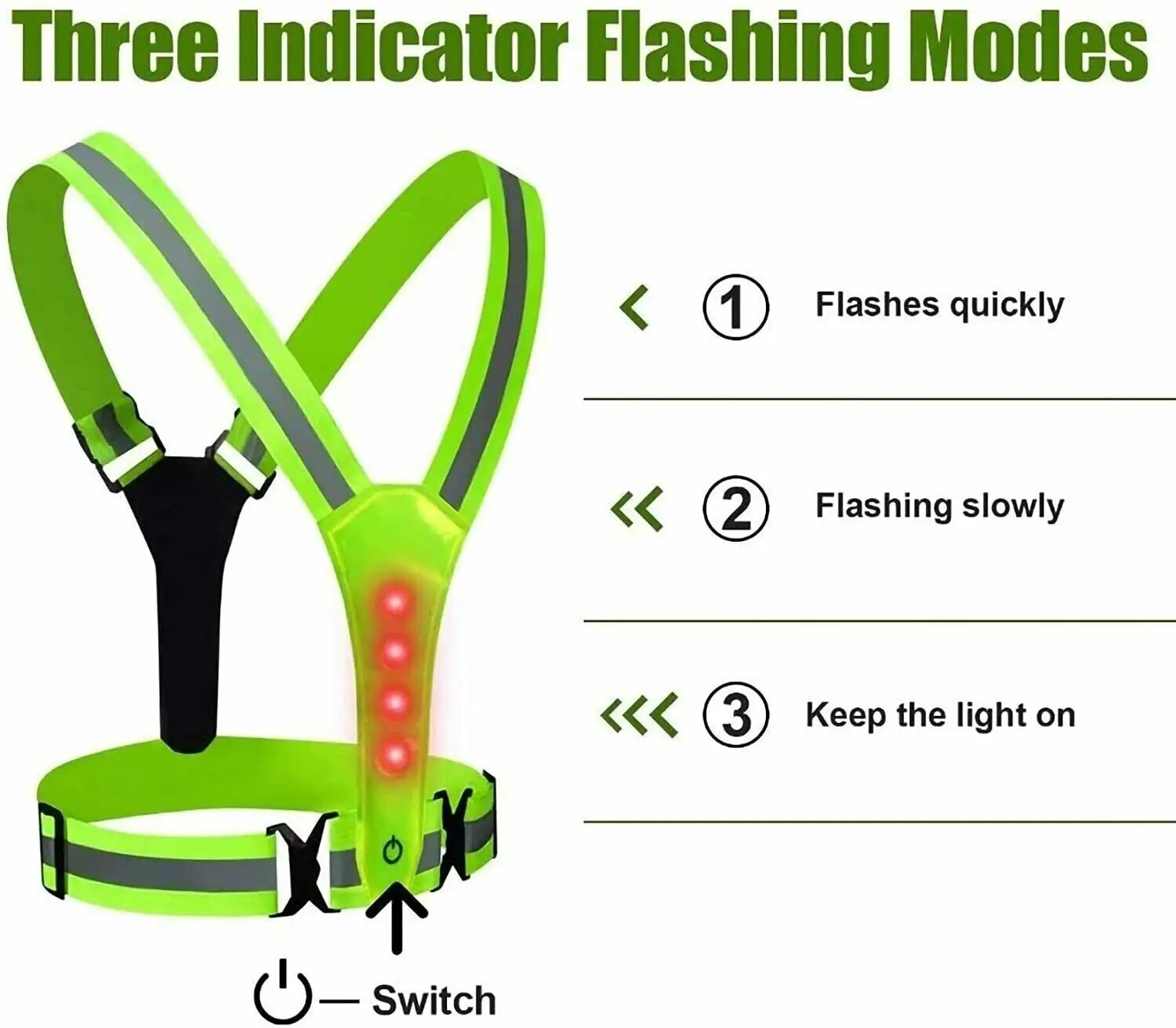 Gilet di sicurezza riflettente elastico a 8 LED Gilet lampeggiante ad alta visibilità per adulti che corrono pesca jogging