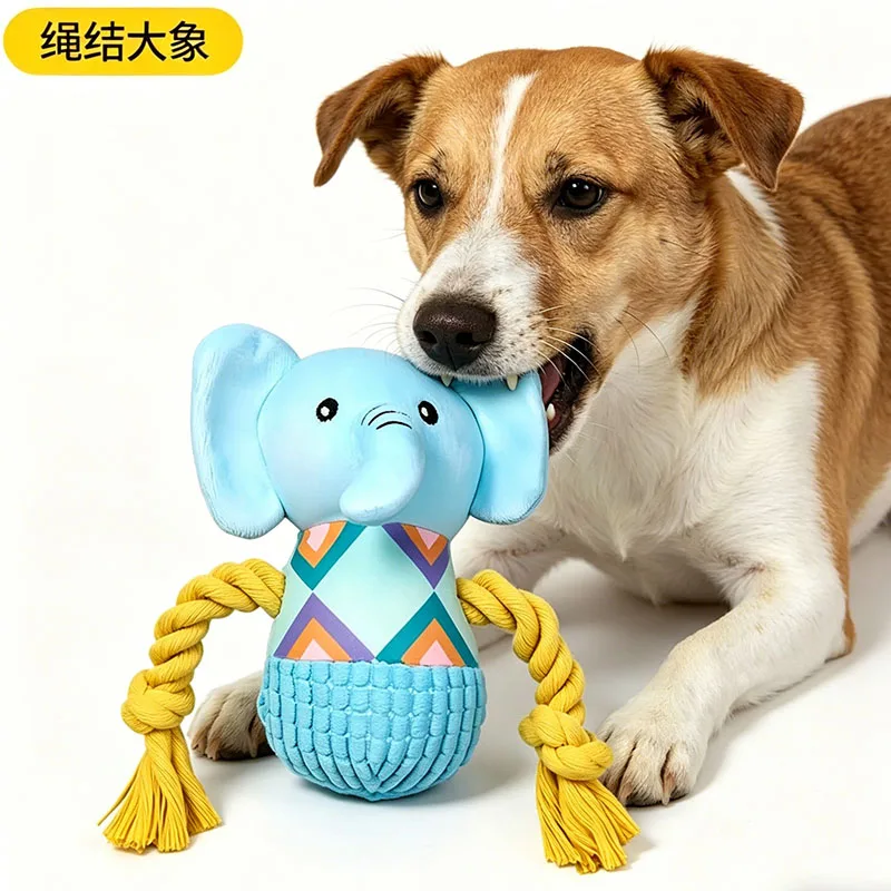 Soft Elephant Shape Plush Pet Toy Bite Resistant Stuffed Doll Puppy Interactive Play Toy for Indoor Outdoor Travel Home Use