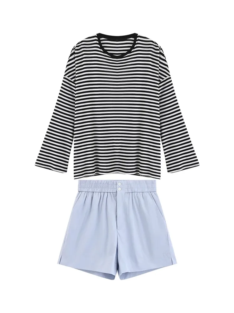 Casual Blue Shorts Women Summer 2025 High Waist Loose Lightweight Daily Wear Bottoms Petite Girls Versatile Korean Style Pants