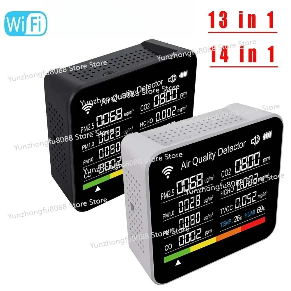 

14 in 1/13 in 1 WIFI Air Quality Monitor CO2 Detector Real Time Monitoring Large Display Home Air Test Kits APP Control