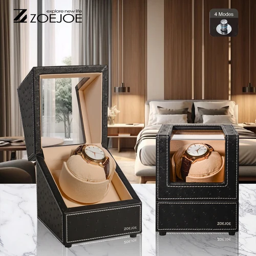 ZOEJOE-enrollador de reloj automático, 4 modos, enchufe estadounidense, Motor silencioso, caja de almacenamiento de reloj de bajo ruido para regalo de enrollado de relojes, 1 ud.