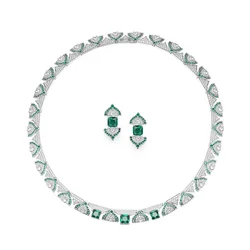 EREY Luxury AAA Zircons Fabulous Cubic Zirconia Green Engagement Wedding Bridal Necklace Earrings Saudi Arabia Jewelry Set