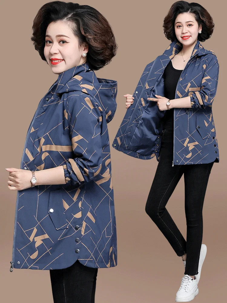 

Женское пальто средней длины для женщин среднего возраста, модное, больших размеров, весенне-осеннее, в корейском стиле