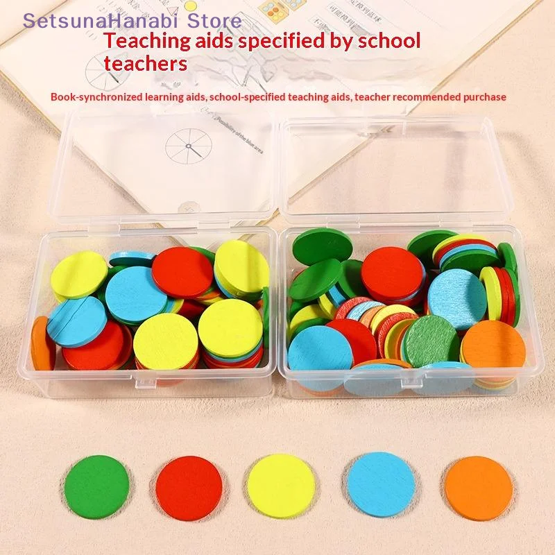 [W]50Pcs Round Plastic Math Counters Colored Counting Chip Early Math Learning Toy Kindergarten Preschool Math Learning