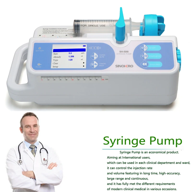 Portable Lcd Syringe Pump Icu Medical Use Automatic Hospital Electric Infusion Syringe Pump