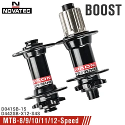 Novatec Bicycle Hub D442 D041 Front Rear Wheel Hub 2/4 Bearing For 8/9/10/11/12 Speed Mountain bike hub 32H BOOST THRU 15/12MM