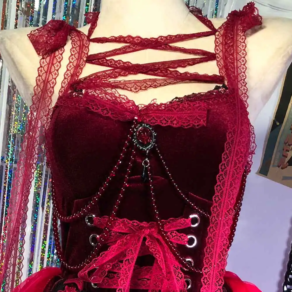 Y2K TOPS anni '90 Fai da te fatto a mano Kawaii Catena Fata Abito gotico Emo Grunge Eco Festival Outfit Trendy E-Girls Punk Rock Goth Harajuku